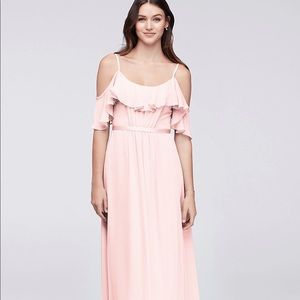 Cold-Shoulder Crinkle Chifon Bridesmaid Dress